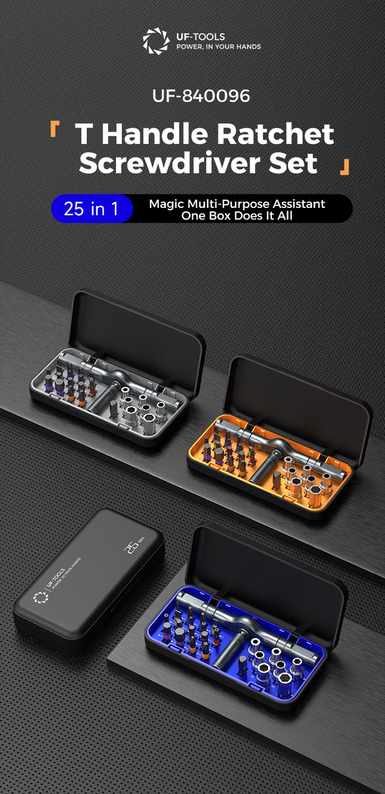 25-in-1 T Handle Ratchet Screwdriver Set detail 01