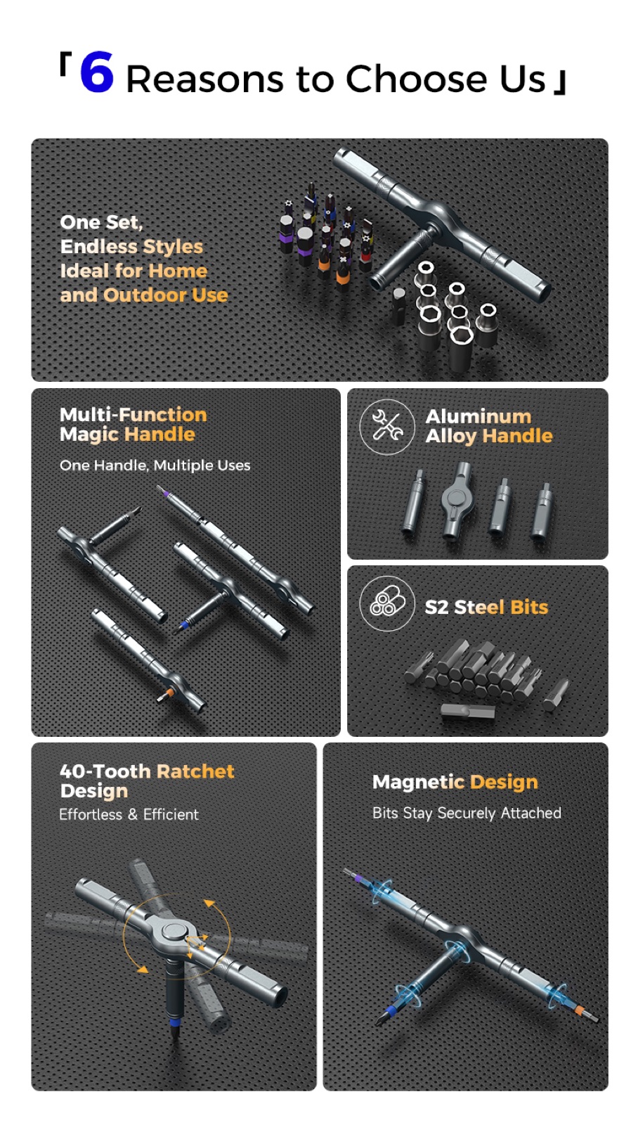 25-in-1 T Handle Ratchet Screwdriver Set detail 02