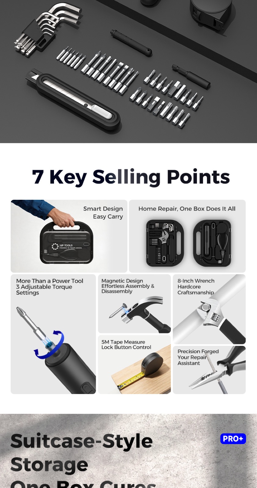 61-Piece Suitcase-Style Electric Screwdriver Tool Kit detail 02
