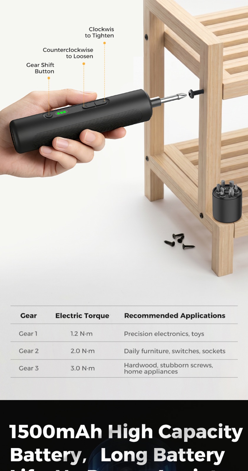 61-Piece Suitcase-Style Electric Screwdriver Tool Kit detail 05